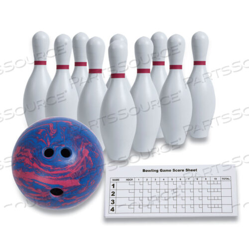 OEM#: BPSETBOWLING SET, PLASTIC/RUBBER, WHITE, 10 BOWLING PINS, 1 BOWLING BALL by Champion Sports