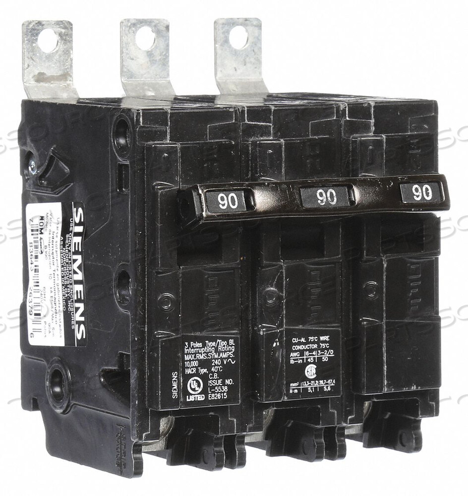 OEM#: B390CIRCUIT BREAKER 90A BOLT ON 240V 3P by Siemens