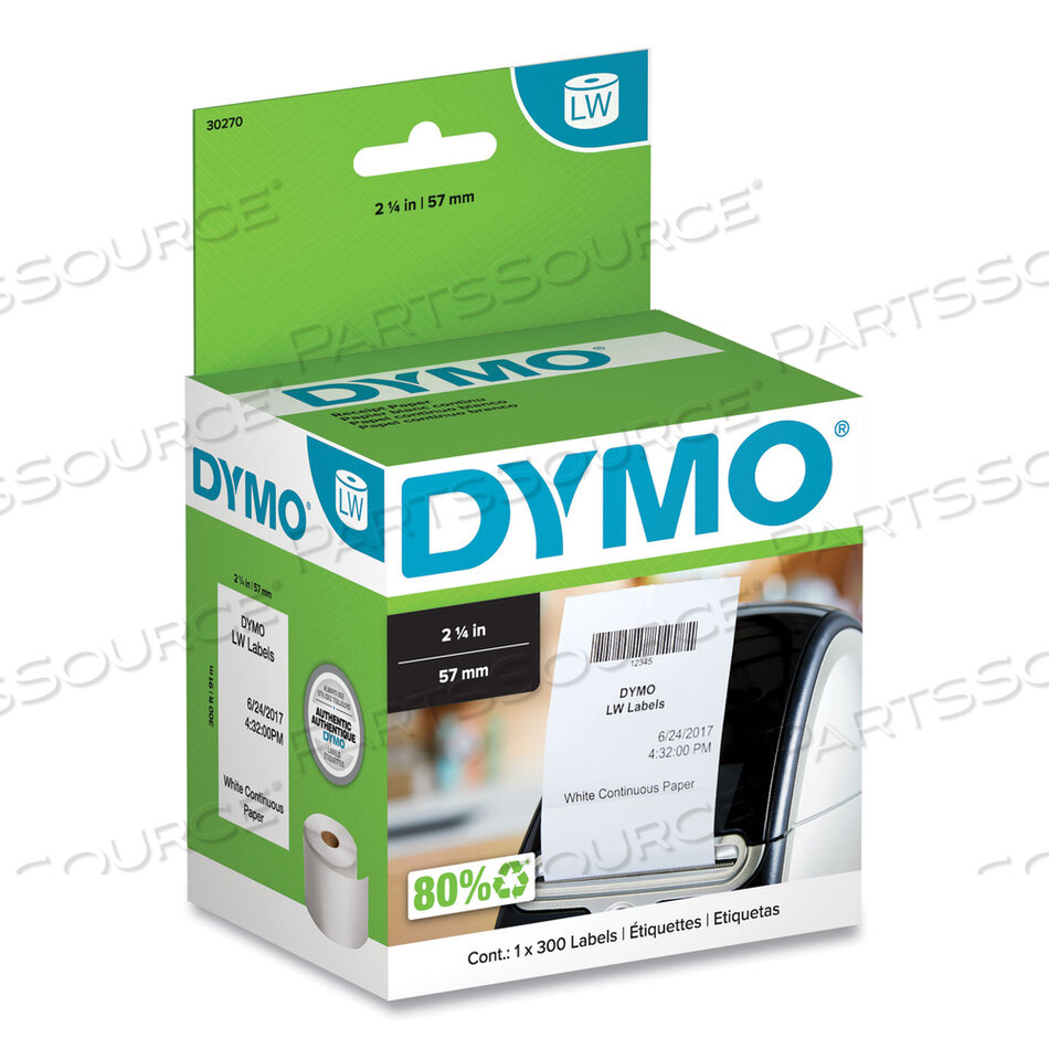 OEM#: 30270LABELWRITER CONTINUOUS-ROLL RECEIPT PAPER, 2.25 X 300 FT, WHITE by Dymo