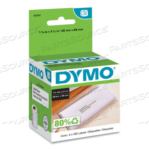 OEM#: 30251LABELWRITER ADDRESS LABELS, 1.12 X 3.5, WHITE, 130 LABELS/ROLL, 2 ROLLS/PACK by Dymo