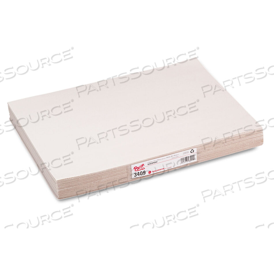 OEM#: 3409WHITE NEWSPRINT, 30 LB NEWSPRINT WEIGHT, 12 X 18, WHITE, 500/PACK by Pacon