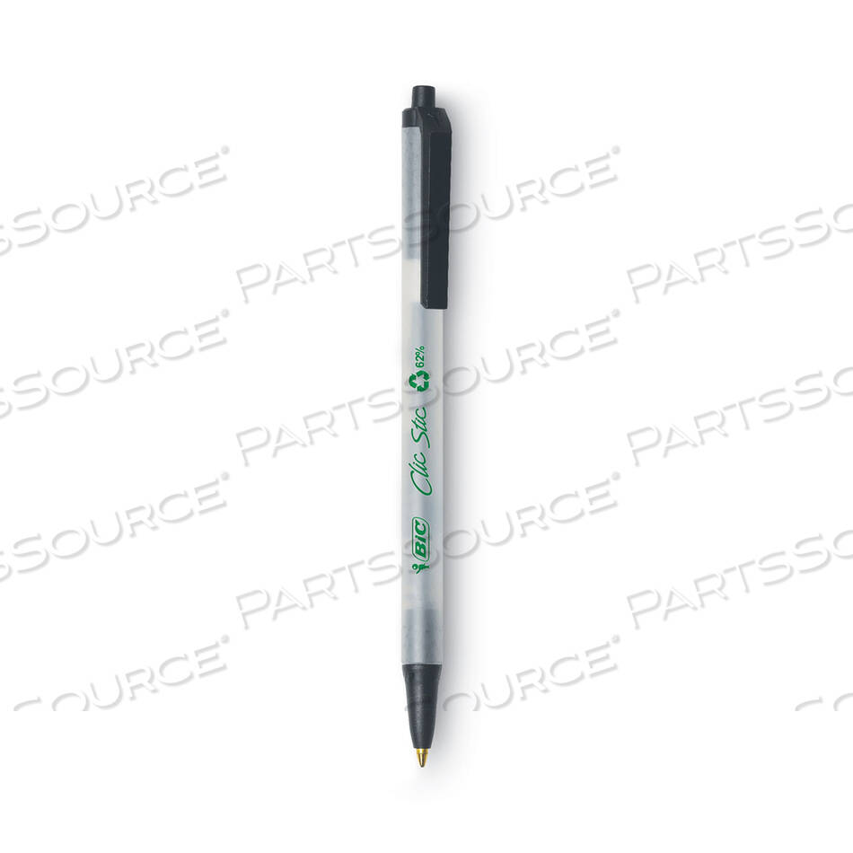OEM#: CSEM11BKECOLUTIONS CLIC STIC BALLPOINT PEN, RETRACTABLE, MEDIUM 1 MM, BLACK INK, CLEAR BARREL, DOZEN by BIC