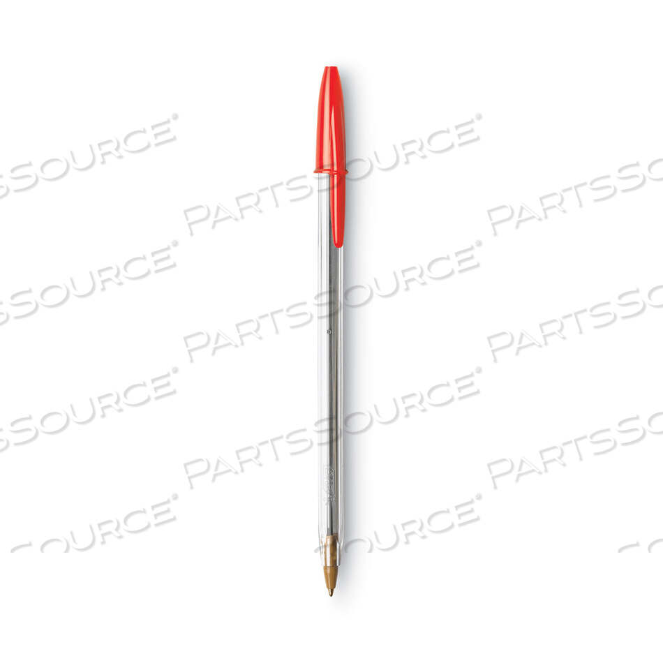 OEM#: MS11 REDCRISTAL XTRA SMOOTH BALLPOINT PEN, STICK, MEDIUM 1 MM, RED INK, CLEAR BARREL, DOZEN by BIC