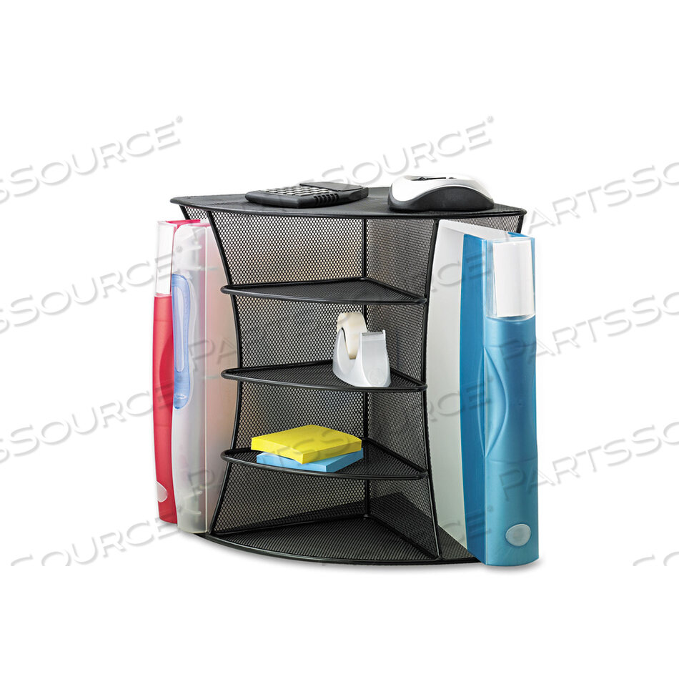 OEM#: 3261BLONYX MESH CORNER ORGANIZER, SIX SECTIONS, 15 X 11 X 13, BLACK by Safco