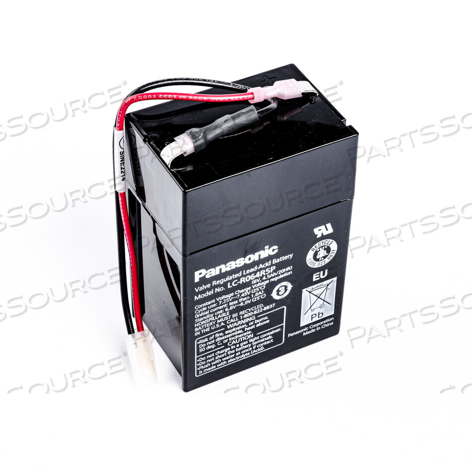 Replaces ICU Medical, Inc. 840-95066-004BATTERY, SEALED LEAD ACID, 6V, 4.5 AH WITH PLUG