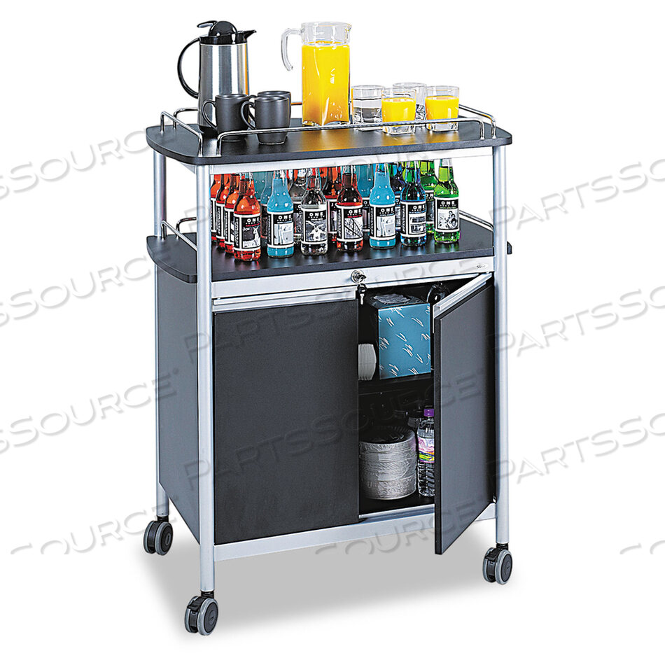 OEM#: 8964BLMOBILE BEVERAGE CART, PLASTIC, 4 SHELVES, 33.5 X 21.75 X 43, BLACK by Safco