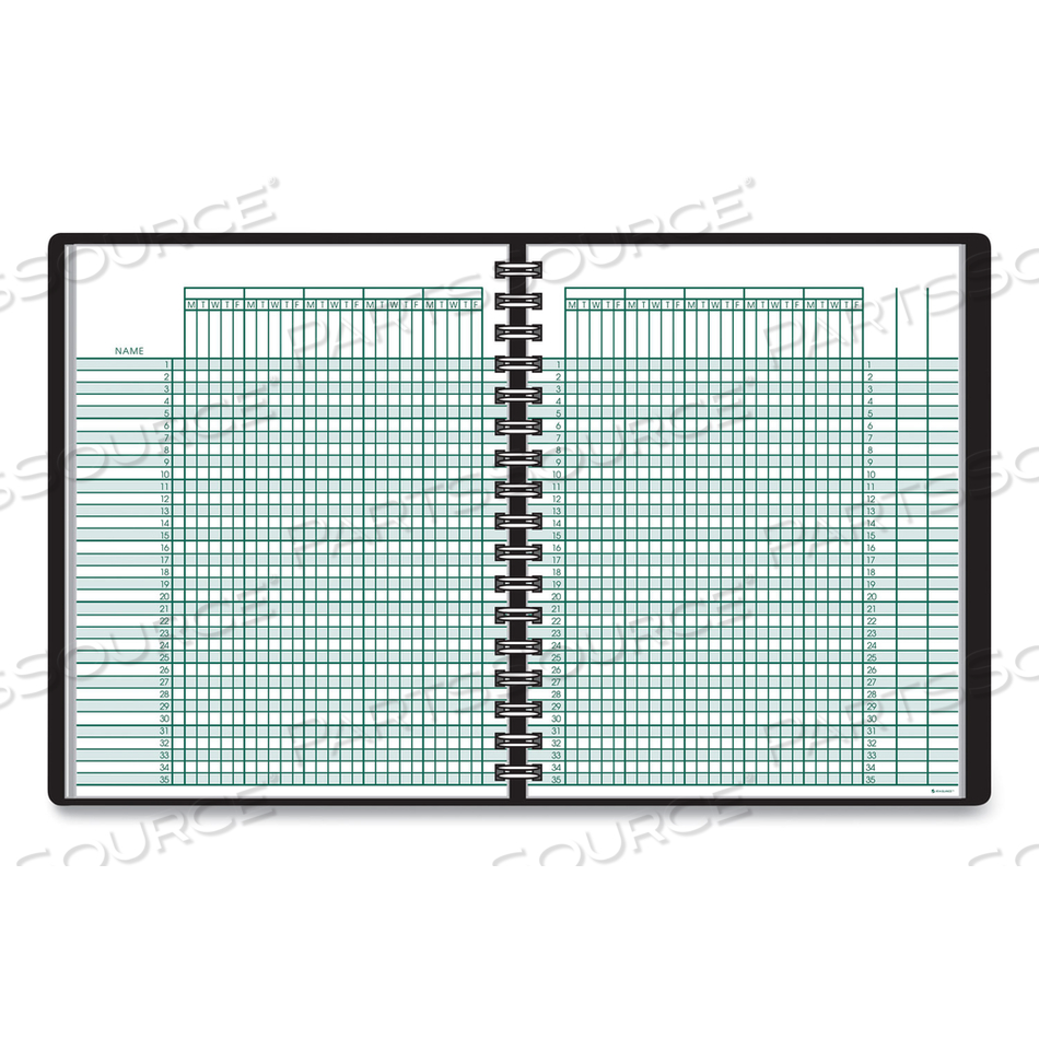 OEM#: 8015005UNDATED CLASS RECORD BOOK, NINE TO 10 WEEK TERM: TWO-PAGE SPREAD (35 STUDENTS), 10.88 X 8.25, BLACK COVER by At-A-Glance