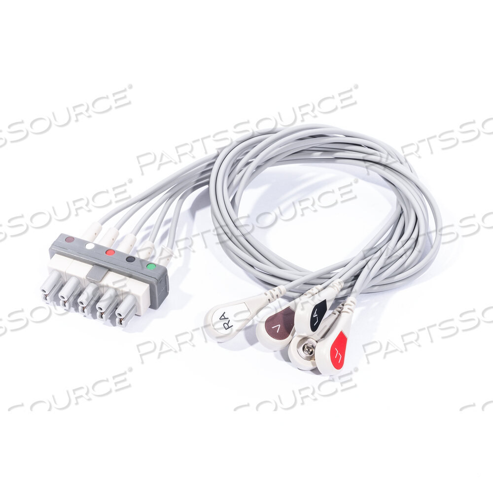Replaces Advantage Medical Cables, Inc (AMC a LifeSync Company) LW-2300051/5A5 LEAD 5.2 FT SNAP SHIELDED ECG LEADWIRE