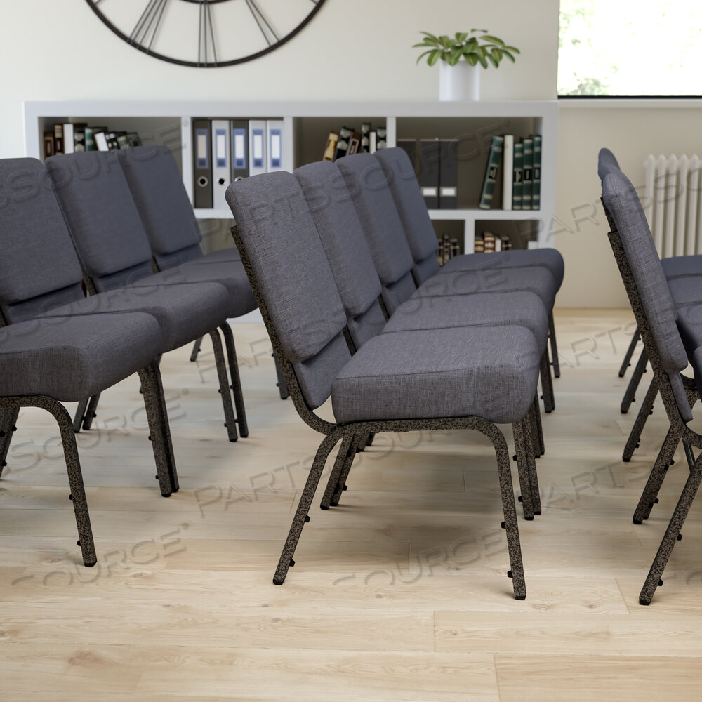 OEM#: FD-CH0221-4-SV-DKGY-GGHERCULES SERIES 21W CHURCH CHAIR IN DARK GRAY FABRIC - SILVER VEIN FRAME by Flash Furniture