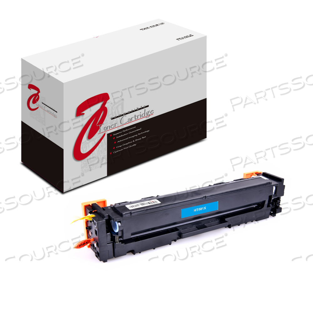 Replaces HP (Hewlett-Packard) CF501XTONER CARTRIDGE, REPLACEMENT FOR HP 202X COLOR LASERJET PRO M254, MFP M281 HIGH YIELD CYAN (2,500 YIELD)