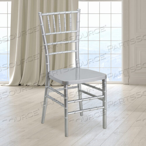 OEM#: LE-SILVER-GGHERCULES PREMIUM SERIES SILVER RESIN STACKING CHIAVARI CHAIR by Flash Furniture
