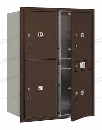 OEM#: 3711D-4PZFU4C HORIZONTAL MAILBOX, 41H, DOUBLE,PARCEL BOX, 3 PL5/1 PL6 DOORS, FRONT LOAD, BRONZE, USPS by Salsbury Industries
