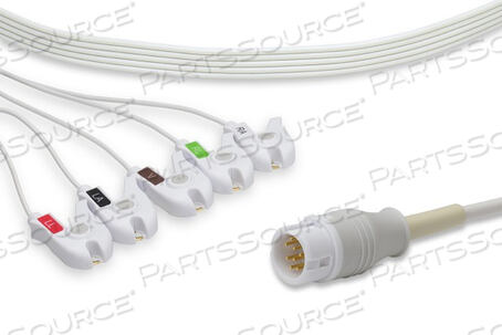 Replaces Philips Healthcare M1977APHILIPS COMPATIBLE DISPOSABLE DIRECT-CONNECT ECG CABLE 5 LEADS PINCH/GRABBER