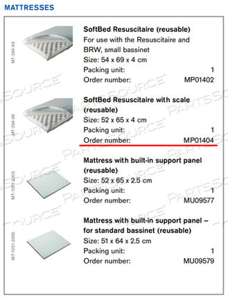 OEM#: MP01404RESUSCITAIRE SOFTBED MATTRESS BED WITH SCALE by Draeger Inc.