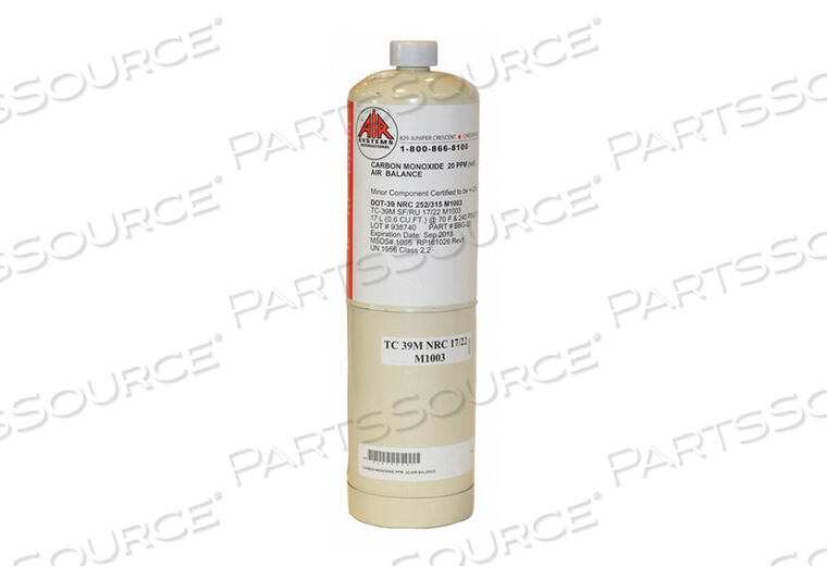 OEM#: BBG-2020 PPM CO/AIR CALIBRATION GAS FOR CO MONITORS, 17 L by Air Systems International