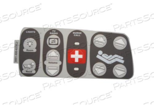 HEAD END SIDERAIL INNER LEFT NURSE CALL TV LIGHT LABEL FOR SECURE 3000 BED