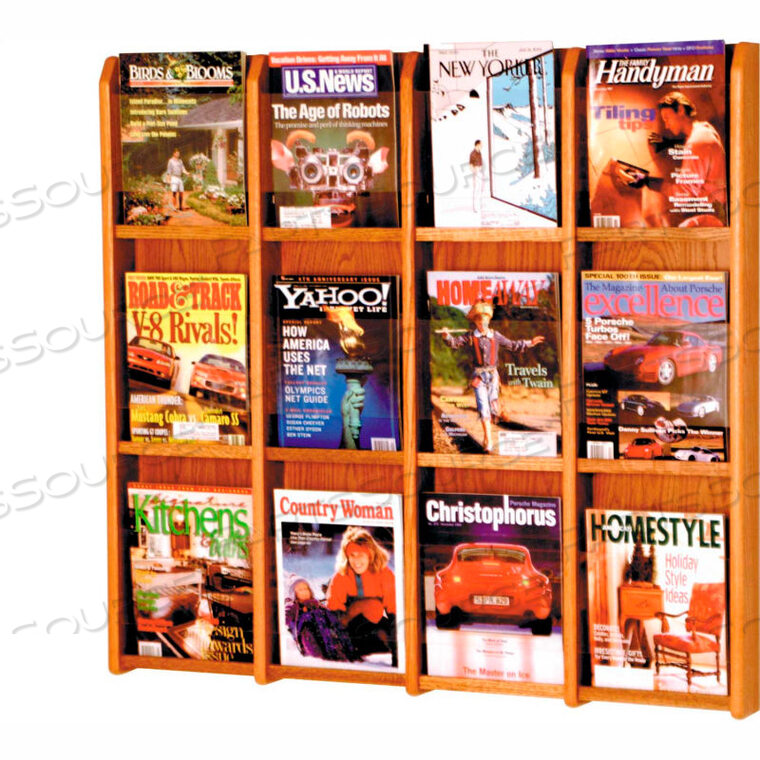 OEM#: MM-12MO12 POCKET OAK & ACRYLIC WALL RACK MEDIUM OAK by Wooden Mallet