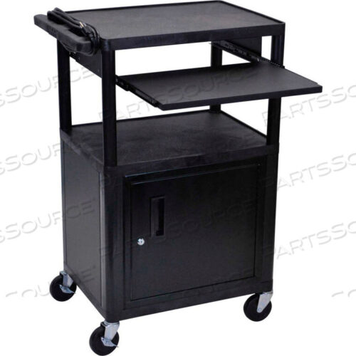 OEM#: LP42CLE-BSECURITY AV CART WITH PULL-OUT LAPTOP SHELF 42H by Luxor
