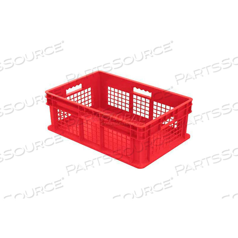 OEM#: 37678REDMESH STRAIGHT WALL CONTAINER, SOLID BASE, 23-3/4LX15-3/4WX8-1/4H, RED by Akro-Mils / Myers Industries, Inc