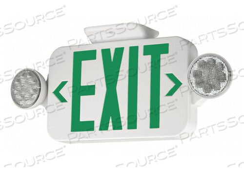 OEM#: CCGRCLED COMBO EXIT/EMERGENCY UNIT W/ REMOTE CAPACITY, GREEN LETTERS, WHITE, NI-CAD BATTERY by Hubbell Power Systems
