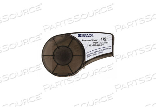 OEM#: M21-500-595-WTBMP21 SERIES INDOOR-OUTDOOR INDUSTRIAL VINYL LABELS, 1-2W X 21L, BLK-WHITE by Brady Americas