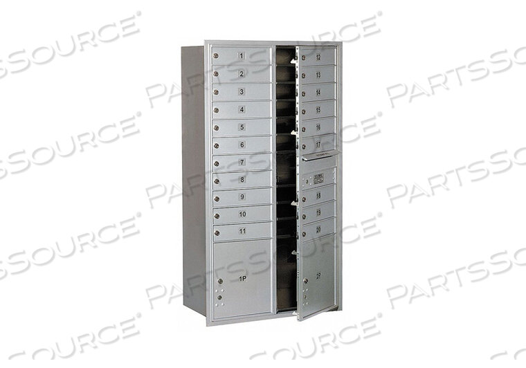 OEM#: 3716D-20AFU4C HORIZONTAL MAILBOX, 56-3/4H, DOUBLE, 20 MB1/2 PL DOORS, FRONT LOAD, ALUMINUM, USPS by Salsbury Industries
