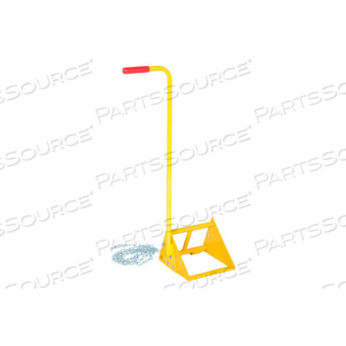 OEM#: FAB-10-ERGOSTEEL WHEEL CHOCK WITH HANDLE AND SECURITY CHAIN by Vestil Manufacturing Corp.
