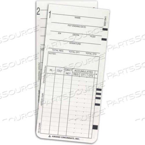 OEM#: ARX-101300WEEKLY OR BI-WEEKLY TIME CARDS FOR MRX-35, 50/PACK by Amano