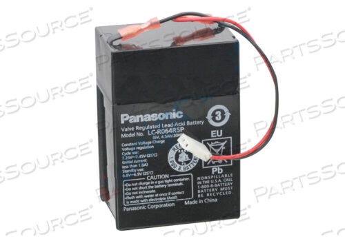 Replaces Unipower Corporation B11243BATTERY, SEALED LEAD ACID, 6V, 4.5 AH WITH PLUG