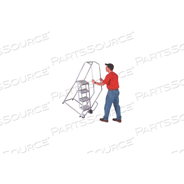 OEM#: A4SH30-TR4 STEP 24W ALUMINUM TILT AND ROLL LADDER - RIBBED TREAD by Ballymore