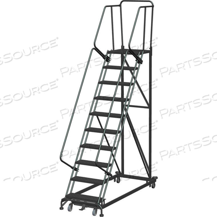 OEM#: ML103221X10 STEP EXTRA HEAVY DUTY STEEL ROLLING SAFETY LADDER - EXPANDED METAL TREAD by Ballymore