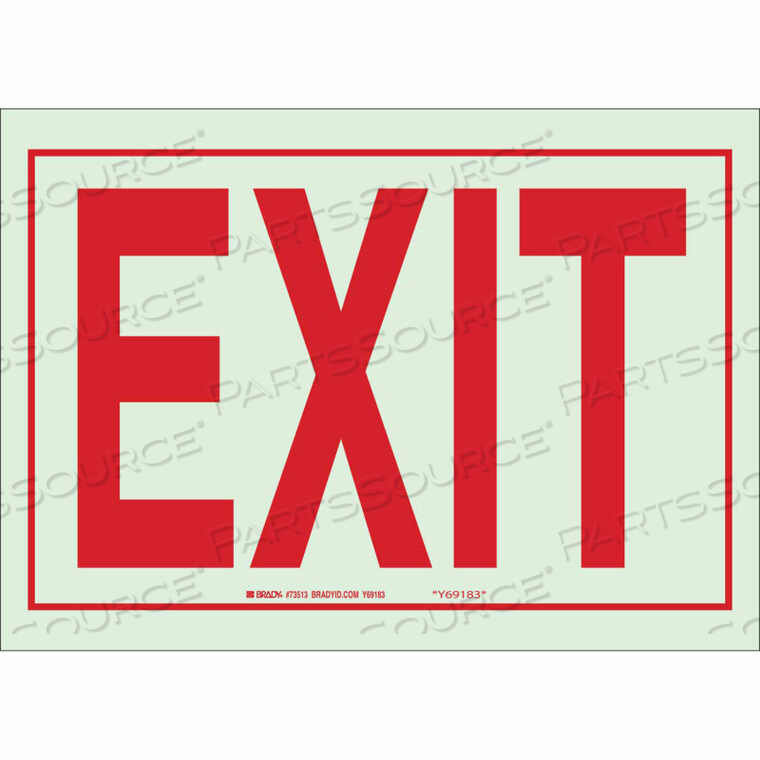 OEM#: 80215BRADYGLO EXIT SIGN, SELF-ADHESIVE, POLYESTER, 10W X 7H by Brady Americas