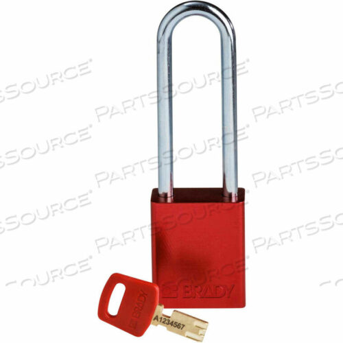 OEM#: ALU-RED-76ST-KDSAFEKEY LOCKOUT PADLOCK ALUMINUM 3 STEEL SHACKLE KEYED DIFFERENT by Brady Americas