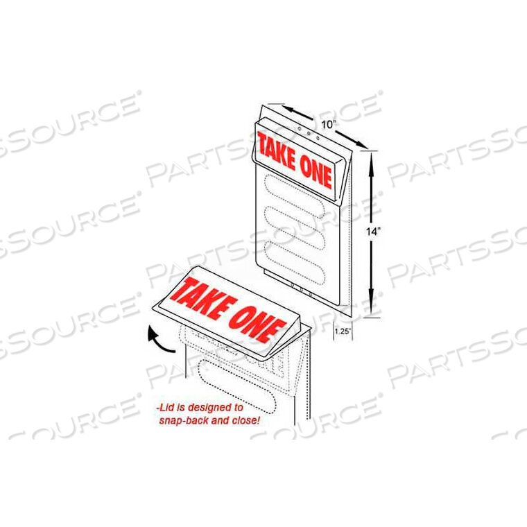 OEM#: 3MB-9OUTDOOR LITERATURE HOLDER W/LID, 10W X 1-1/2D X 14H by Clip Strip Corp.