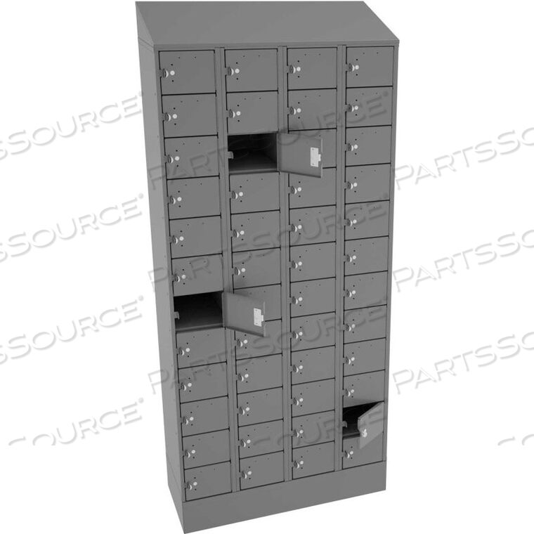 OEM#: CP12-091572-D-MGY48 DOOR WELDED CELL PHONE LOCKER W/HASP, 36WX15DX82-3/4H, MEDIUM GRAY, ASSEMBLED by Tennsco Corp.