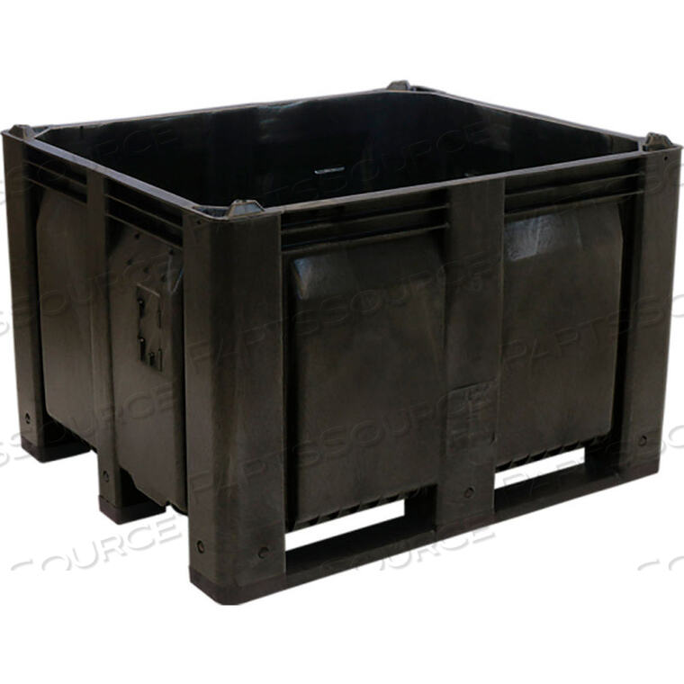 OEM#: M40SBK3PALLET CONTAINER SOLID WALL 48X40X31 SHORT SIDE RUNNERS BLACK 1500 LB. CAPACITY by Decade Products