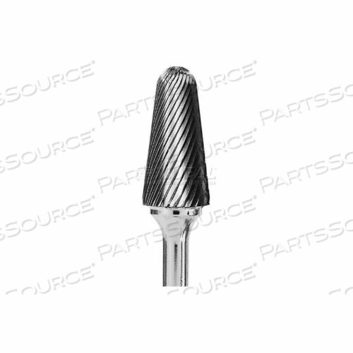 RADIUS NOSE CONE CARBIDE BURR, STANDARD CUT, 1/4 SHANK DIA, 2-7/8 OAL