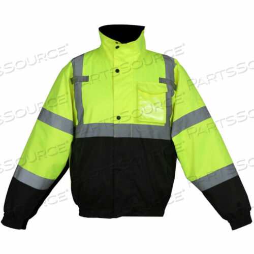 OEM#: 8003-4XLHI-VISIBILITY CLASS 3 3-IN-1 WATERPROOF BOMBER JACKET W/FLEECE LINING, LIME/BLACK, 4XL by GSS Safety LLC