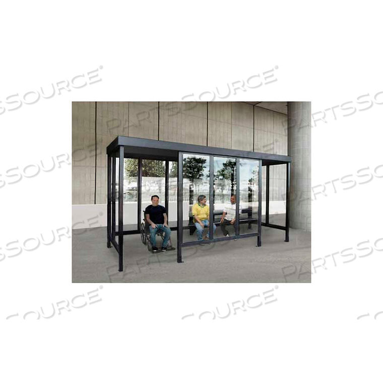 OEM#: 3-1AF-DKBSMOKING SHELTER 3-1F-DKB, 3-SIDED W/OPEN FRONT, 76L X 28W, FLAT ROOF, DK BRONZE by Handi-Hut Inc
