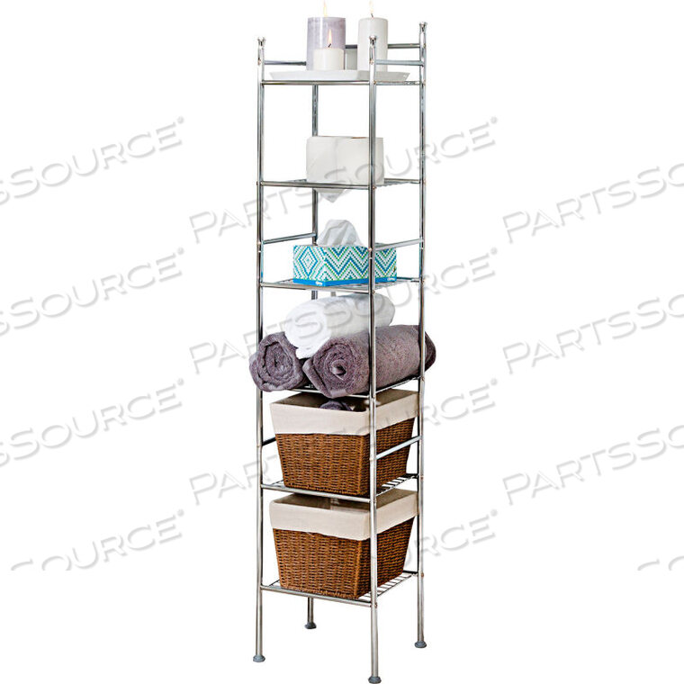 OEM#: BTH-034846-TIER BATHROOM STORAGE SHELF 12-1/2L X 11W X 60H - CHROME by Honey-Can-Do