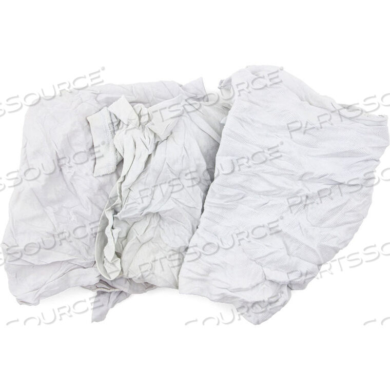 OEM#: 340-25RECLAIMED T-SHIRT KNIT RAGS, BRICK PACK, WHITE, 25 LBS. by Hospeco
