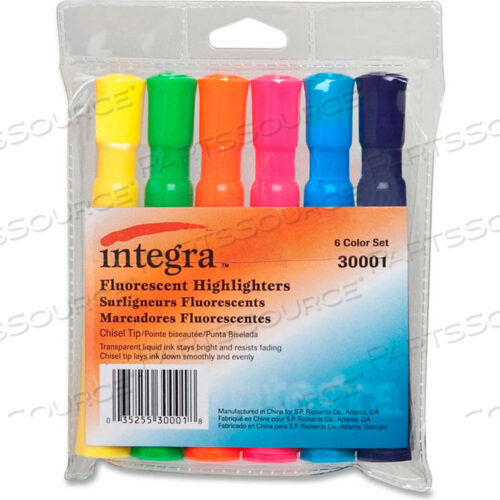 OEM#: 30001DESK HIGHLIGHTER, CHISEL TIP, ASSORTED INK, 6/SET by Integra