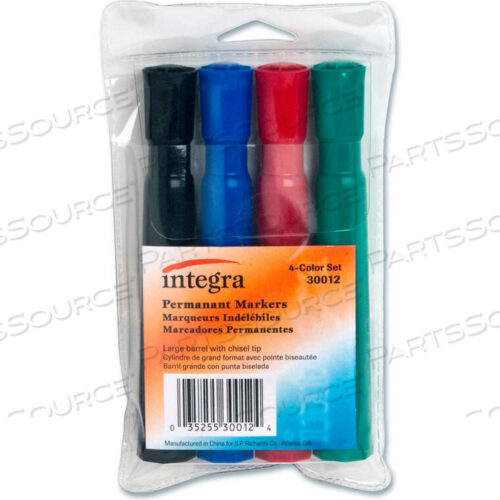 OEM#: 30012PERMANENT MARKER, CHISEL, BLACK/RED/BLUE/GREEN INK, 4/PACK by Integra