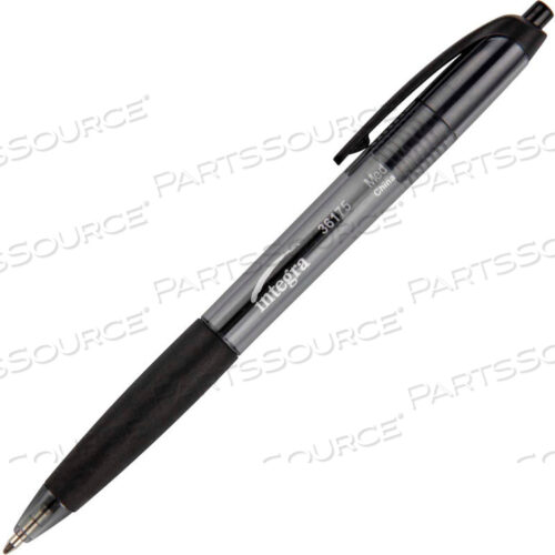 RUBBER GRIP RETRACTABLE PEN, NON-REFILLABLE, MEDIUM, BLACK BARREL/INK, DOZEN