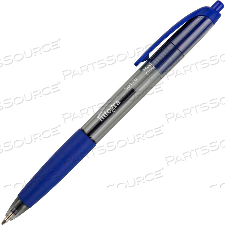 OEM#: 36176RUBBER GRIP RETRACTABLE PEN, NON-REFILLABLE, MEDIUM, BLUE BARREL/INK, DOZEN by Integra