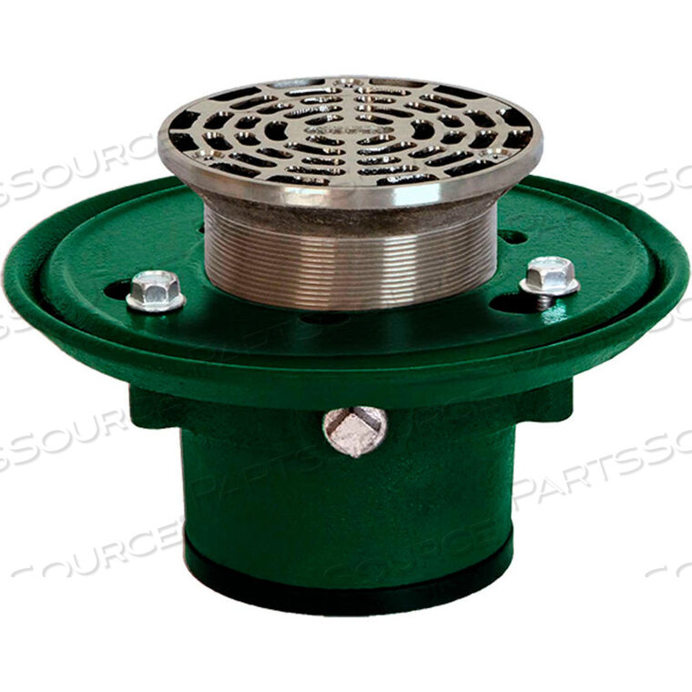 OEM#: 30003-5A-Z3 NO-HUB FLOOR DRAIN BODY W/5 ROUND NIKALOY STRAINER by Josam Company