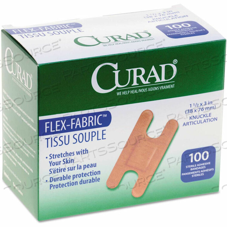 OEM#: MIINON25510CURAD FLEX FABRIC BANDAGES, KNUCKLE, 3L X 1-1/2W, 100/BOX by Medline Industries, Inc.