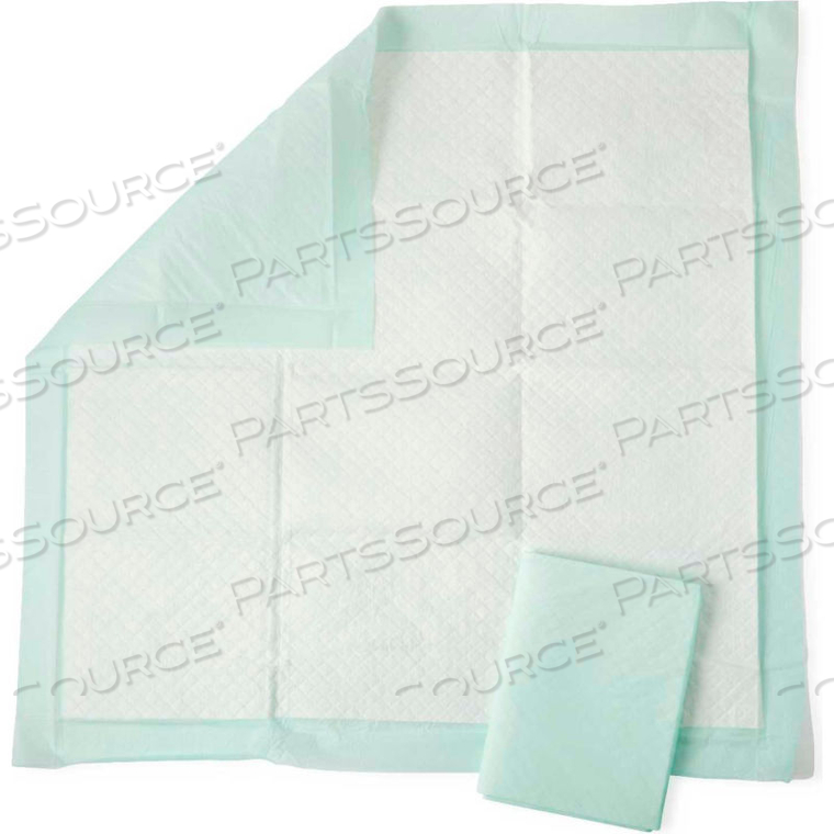 DELUXE DISPOSABLE FLUFF AND POLYMER UNDERPADS, 36 X 36, GREEN, 50/CASE