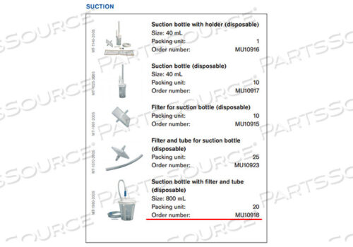 OEM#: MU10918DISPOSABLE SUCTION BOTTLE, 800 ML by Draeger Inc.