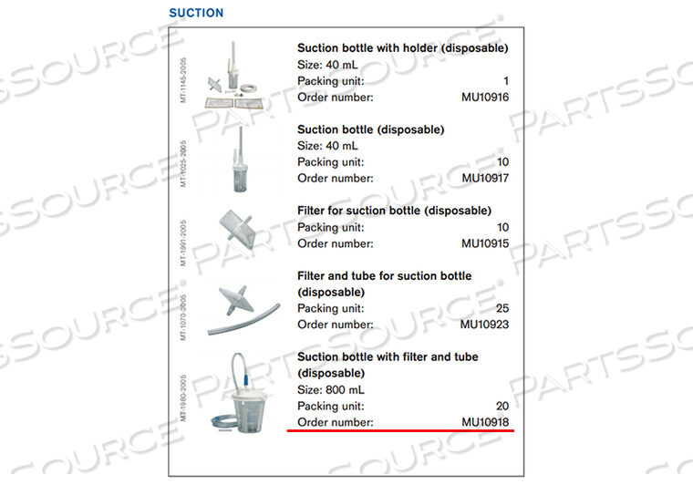 OEM#: MU10918DISPOSABLE SUCTION BOTTLE, 800 ML by Draeger Inc.